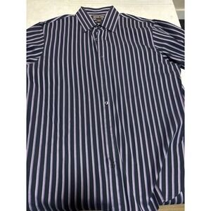 Michael Kors Men's Black/purple Striped Button Down Long Sleeve Shirt‎ L
